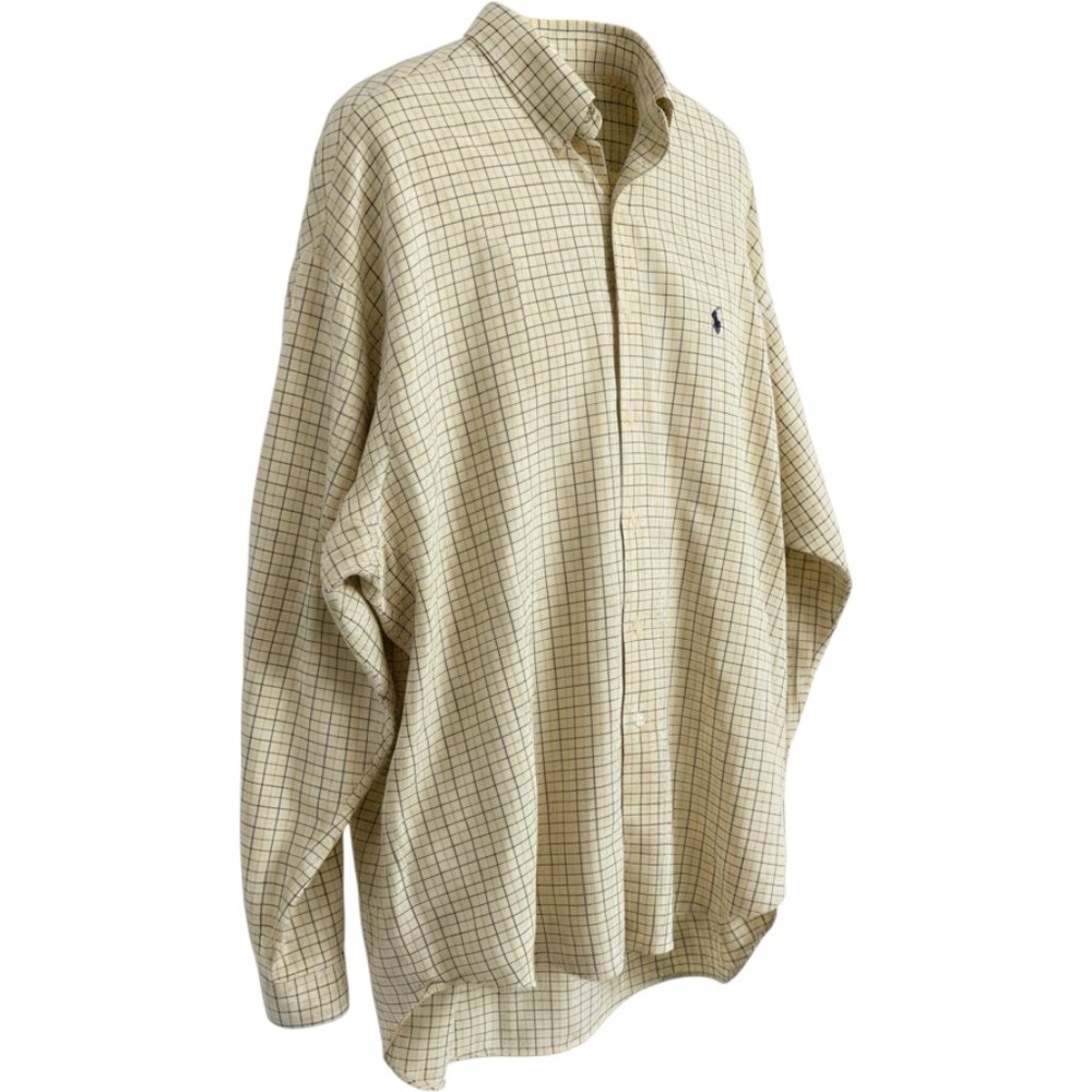 Polo Ralph Lauren Button Down Men XXL Yellow Blue Blake Tattersall Check Cotton